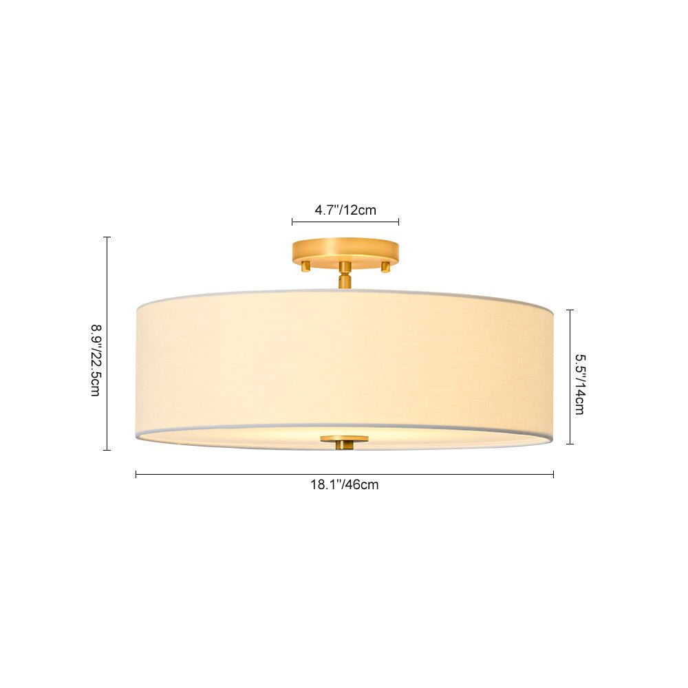 Lámpara de techo de lino beige, 4 luces. Semi-flush, diseño elegante para el hogar.
