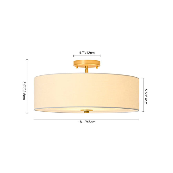 Lámpara de techo de lino beige, 4 luces. Semi-flush, diseño elegante para el hogar.