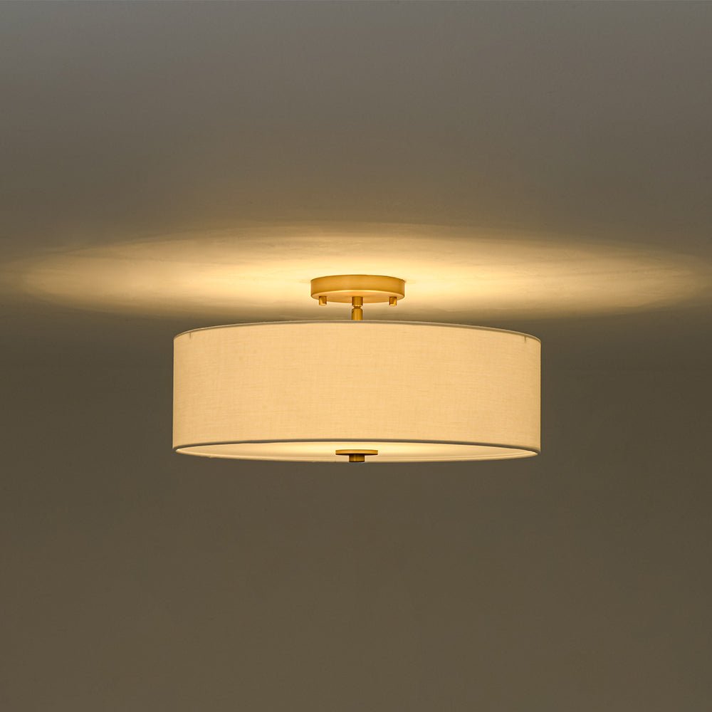 Lámpara de techo regulable semi-flush de lino. 4 luces para crear un ambiente personalizado.