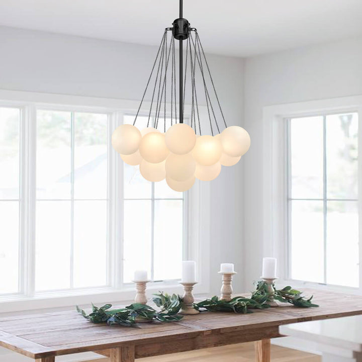 Lámpara colgante de burbujas, estilo contemporáneo negro, ideal para decoración del dormitorio. Toque único.