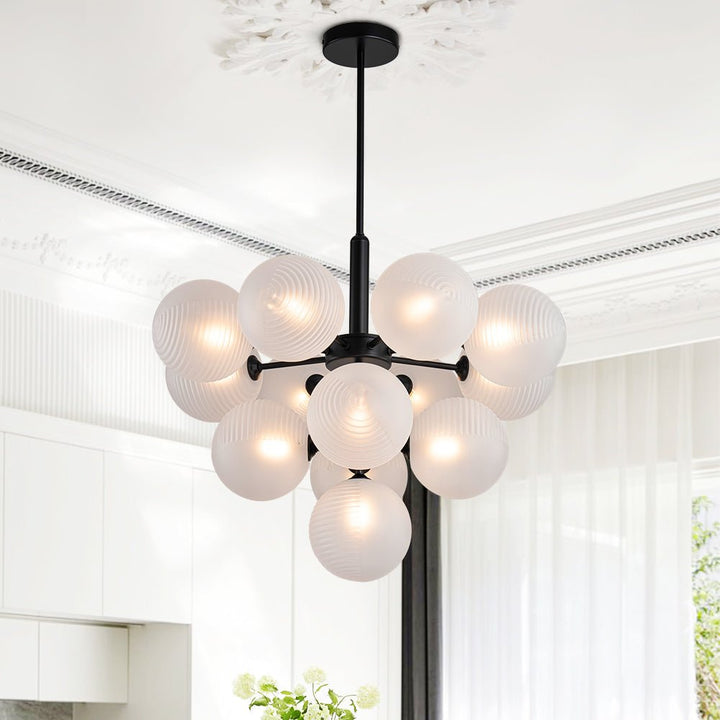 Candelabro contemporáneo con burbujas estriadas, perfecto para decoración de hogar.