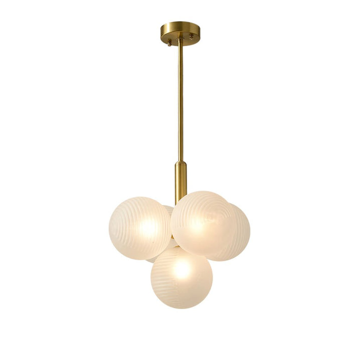 Diseño de candelabro elegante con burbujas de cristal estriadas, base de latón.