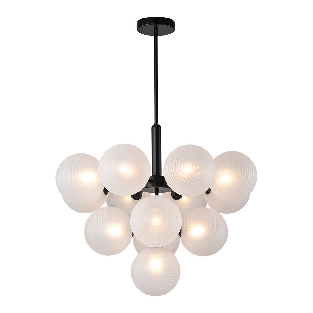 Decoración de hogar: candelabro estriado con burbujas, acabado negro moderno.