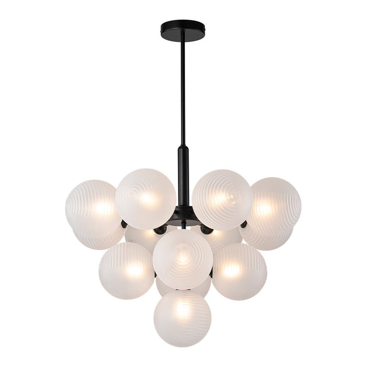 Decoración de hogar: candelabro estriado con burbujas, acabado negro moderno.