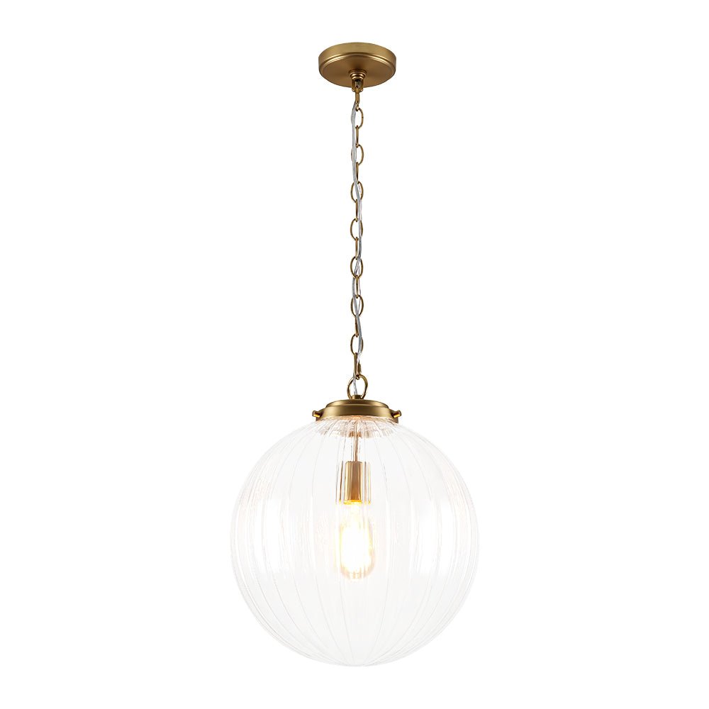 Esfera estriada, lámpara colgante regulable. Iluminación moderna para un estilo elegante.