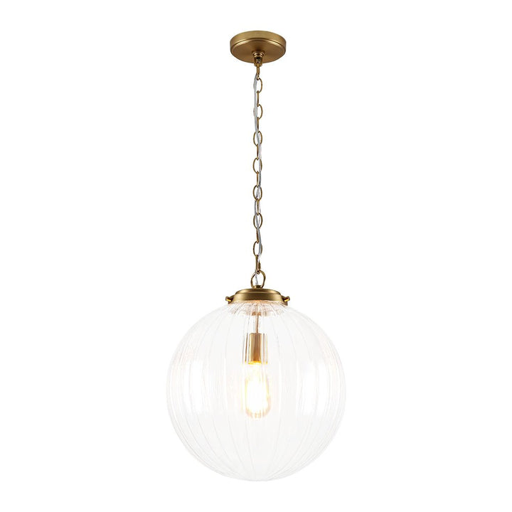 Esfera estriada, lámpara colgante regulable. Iluminación moderna para un estilo elegante.