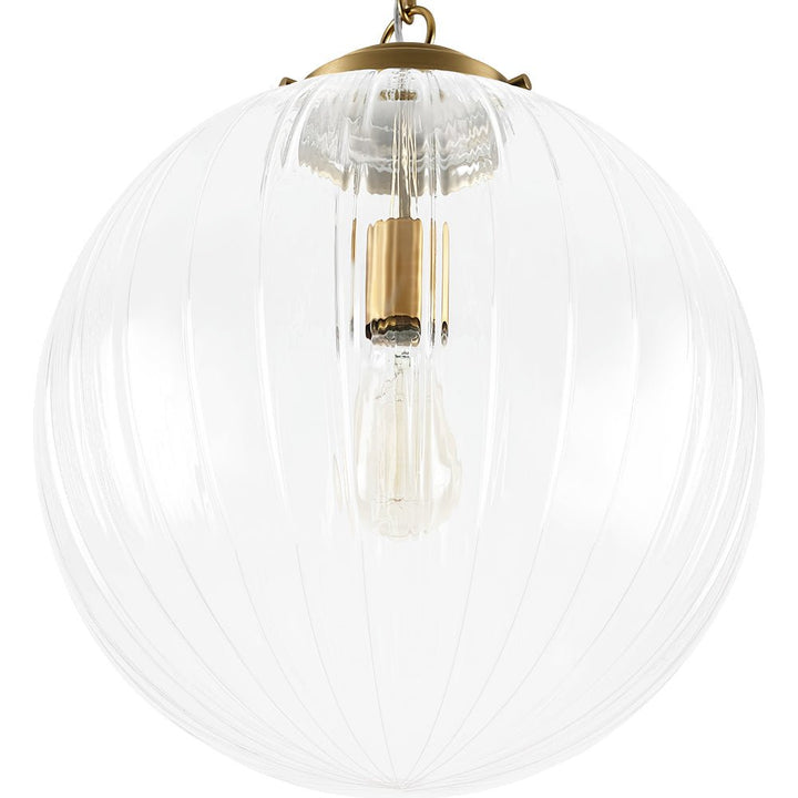 Lámpara de techo globo estriado. Cadena ajustable y diseño contemporáneo. Estilo elegante para tu hogar.