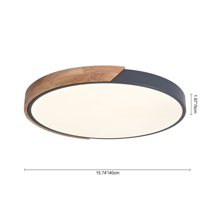 Diseño minimalista: luz de techo LED regulable, redonda, con detalle de madera. Perfecta para cualquier hogar.