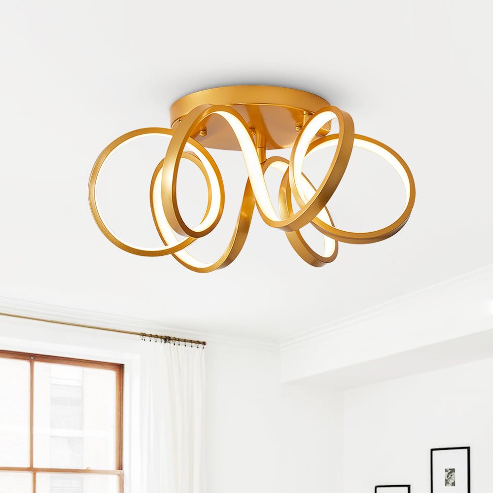 Elegante plafón LED torbellino, luz de techo regulable y eficiente para un hogar moderno.