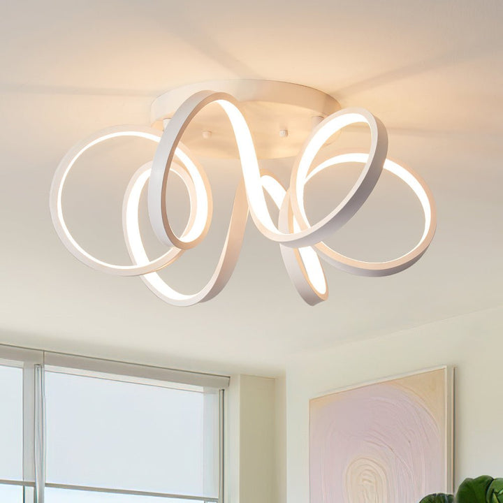 Iluminación de techo moderna LED regulable, estilo torbellino, ideal para salones.