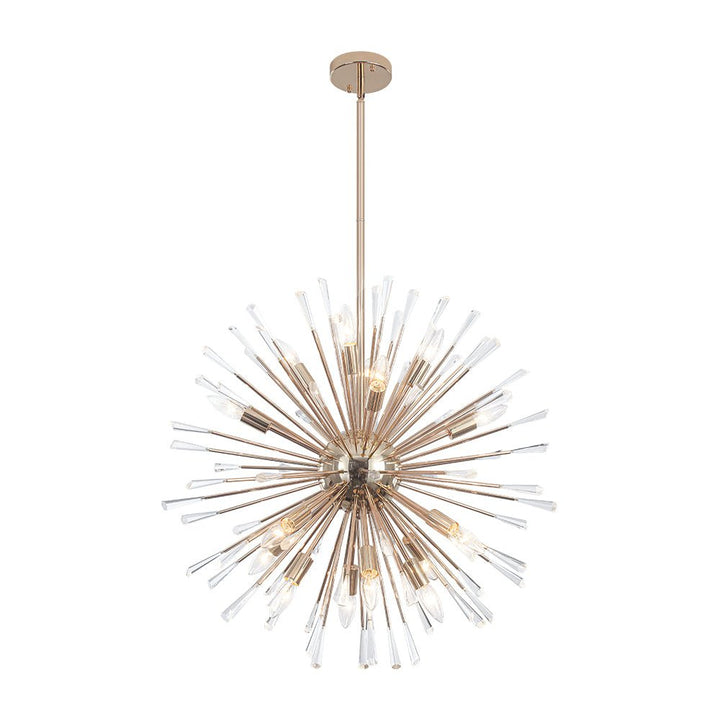Araña de cristal diente de león dorada o cromada. Estilo Sputnik, luz regulable para decoración moderna.