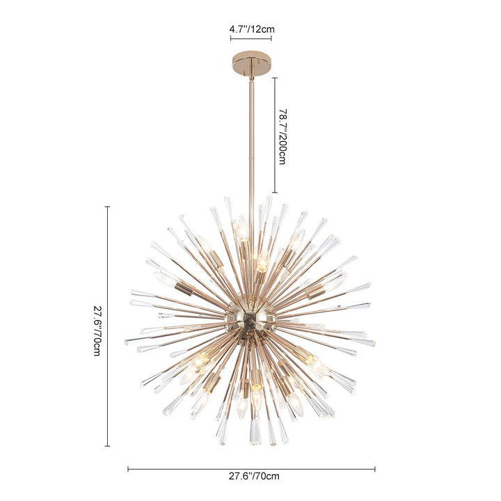 Estructura de araña estilo Sputnik cromada. Lámpara de techo diente de león, 20 luces, diseño moderno.