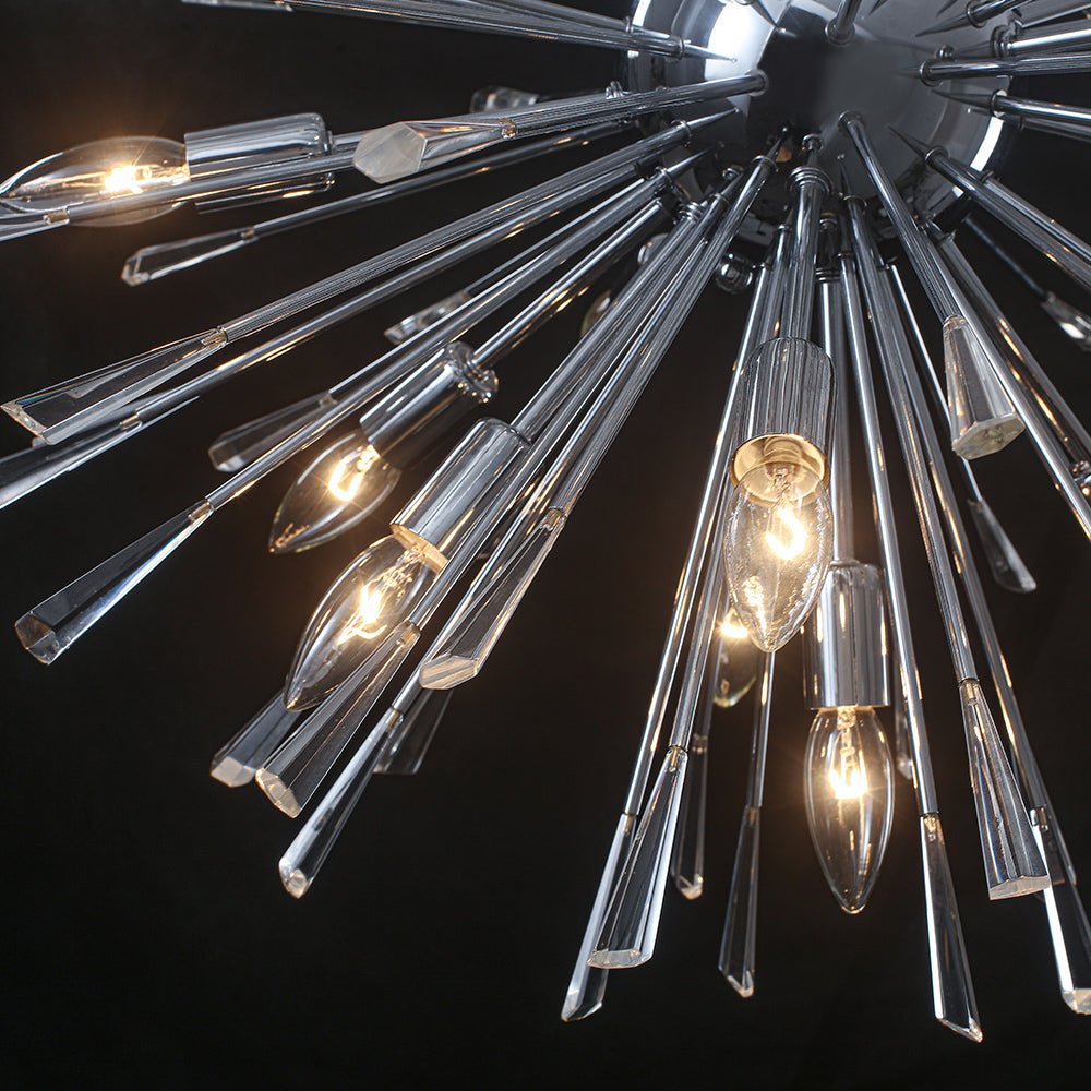 Lámpara de techo de cristal estilo Sputnik diente de león. Diseño contemporáneo, luz decorativa regulable.