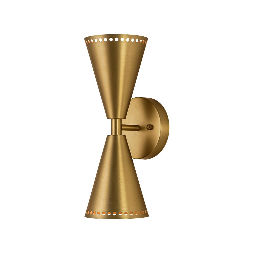 Lámpara de pared cono regulable, luz bidireccional. Diseño moderno en metal níquel para interior.