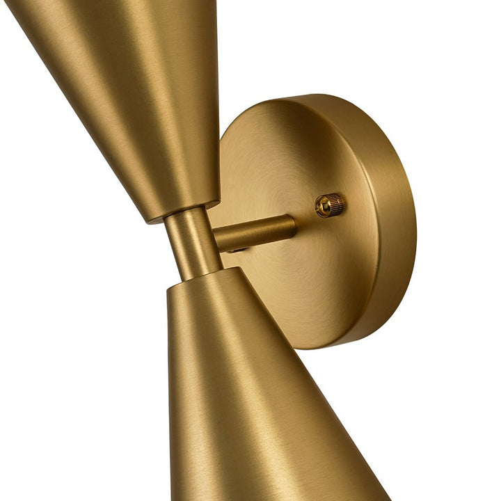 Aplique de pared moderno cono para luz arriba y abajo. Diseño elegante en metal níquel.