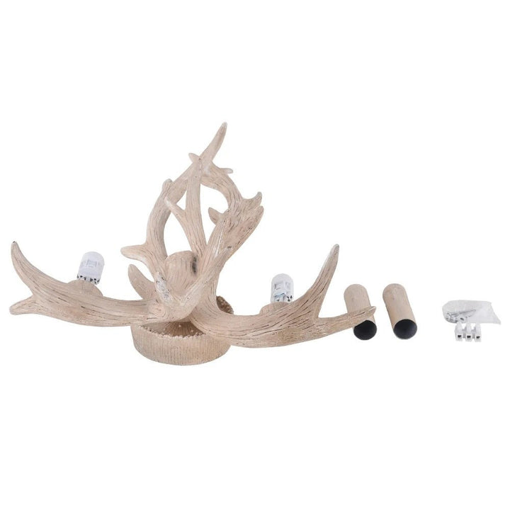 Aplique de pared rústico decorativo con cuerno de ciervo. Lámpara de 2 luces estilo granja, ideal para interiores, marrón y blanco.