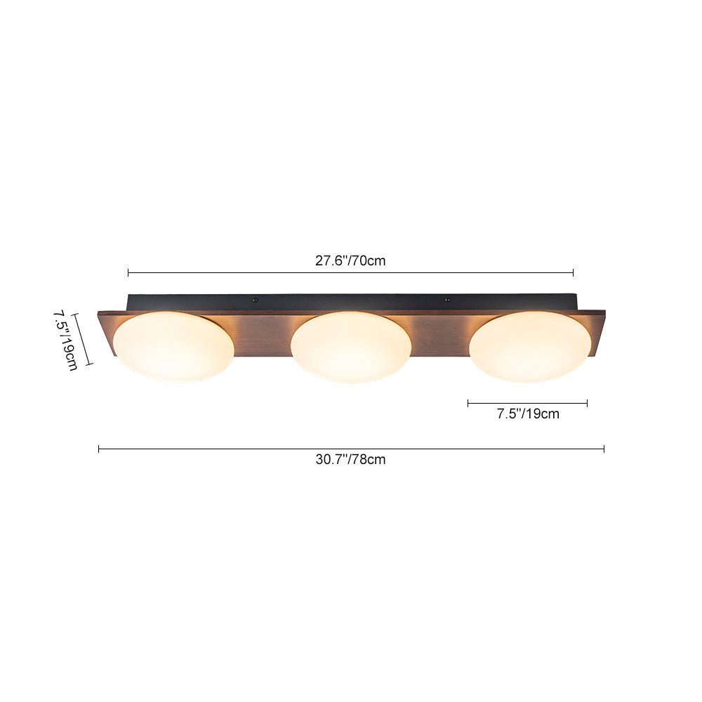 Lámpara LED semi flush de techo con grano de nogal, diseño versátil para sala, dormitorio, pasillo.
