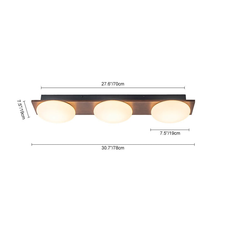 Lámpara LED semi flush de techo con grano de nogal, diseño versátil para sala, dormitorio, pasillo.