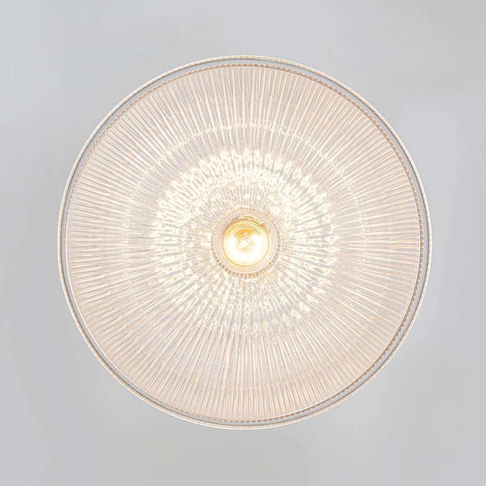Lámpara colgante industrial de vidrio ribeteado. Iluminación de diseño moderno para cualquier habitación.