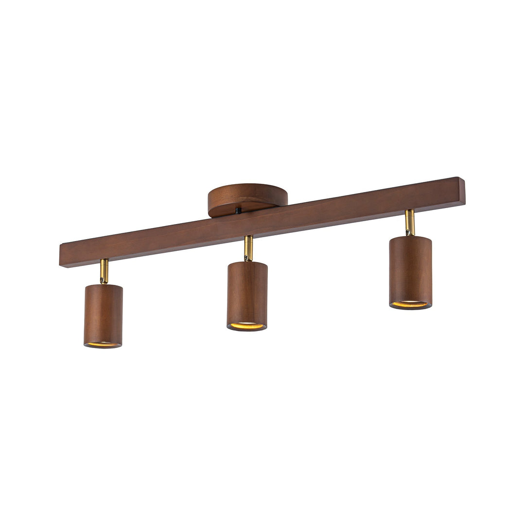 Focos de techo de madera de nogal, lineal, estilo granja, montaje semi empotrado, luz ajustable.
