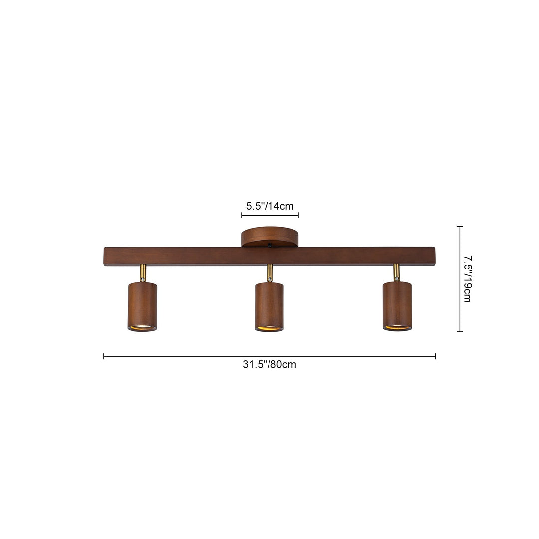 Iluminación de techo GU10, lineal, madera, focos giratorios, estilo granja, ideal para decoración rústica.