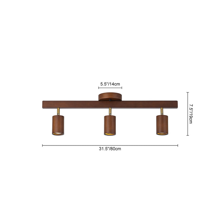 Iluminación de techo GU10, lineal, madera, focos giratorios, estilo granja, ideal para decoración rústica.