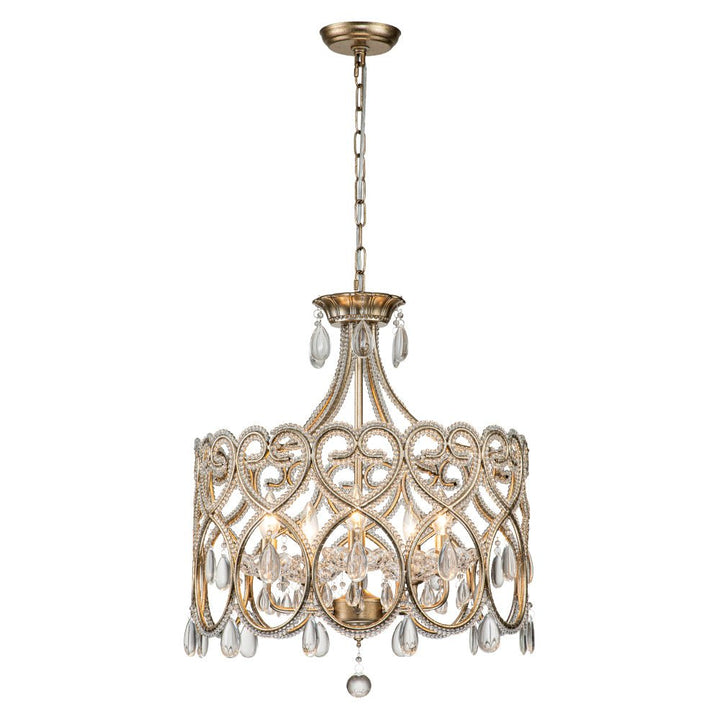 Lujoso candelabro tambor vintage francés 5 luces de cristal. Perfecta iluminación estilo clásico para tu hogar.