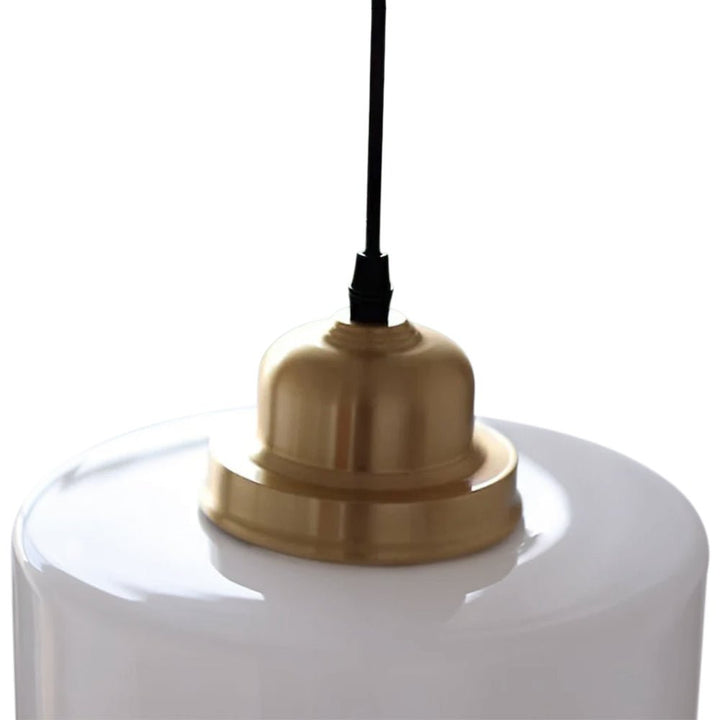 Lámpara colgante de techo, vidrio blanco lechoso, diseño minimalista-vintage para iluminación interior.