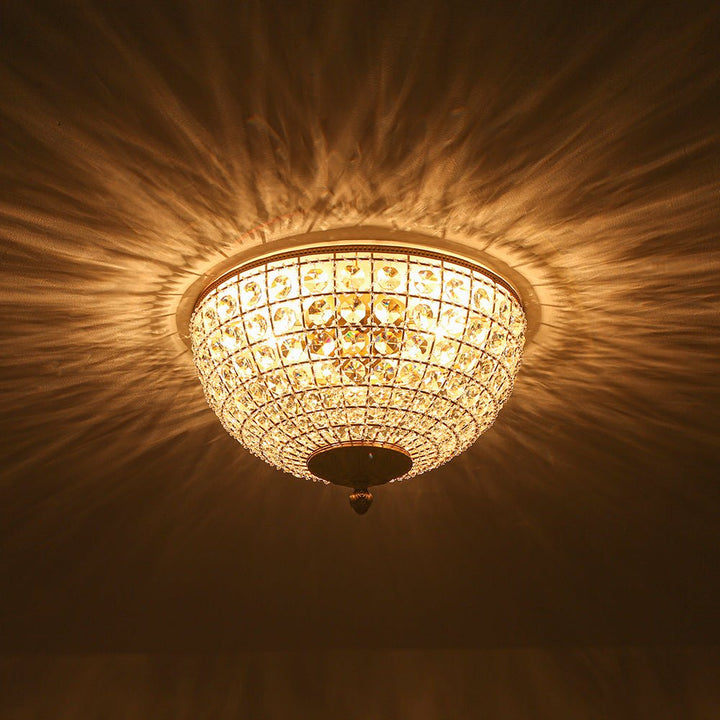 Elegante aplique de techo vintage francés de cristal, 3 luces. Perfecto para dormitorio o pasillo.