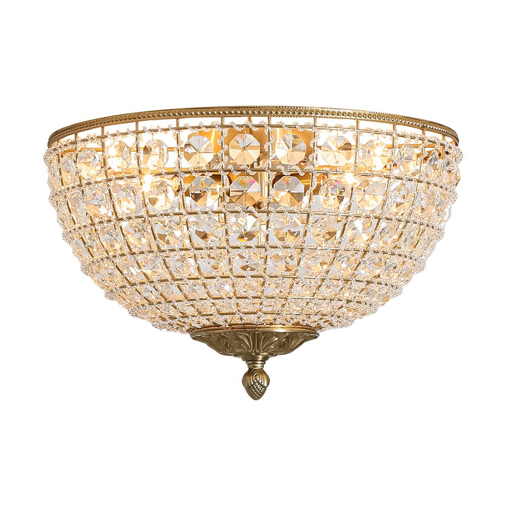 Aplique de techo de cristal francés para salón, estilo vintage elegante, 3 luces. Un toque de lujo.