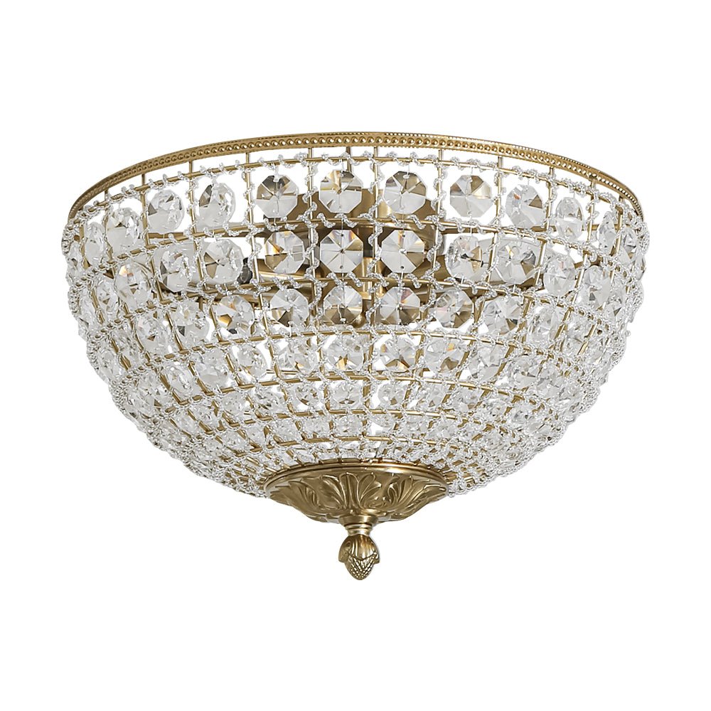 Aplique de techo francés vintage de cristal de 3 luces. Aporta un toque lujoso y decorativo al espacio.