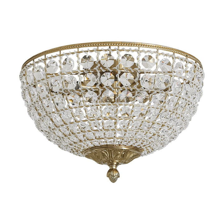 Aplique de techo francés vintage de cristal de 3 luces. Aporta un toque lujoso y decorativo al espacio.
