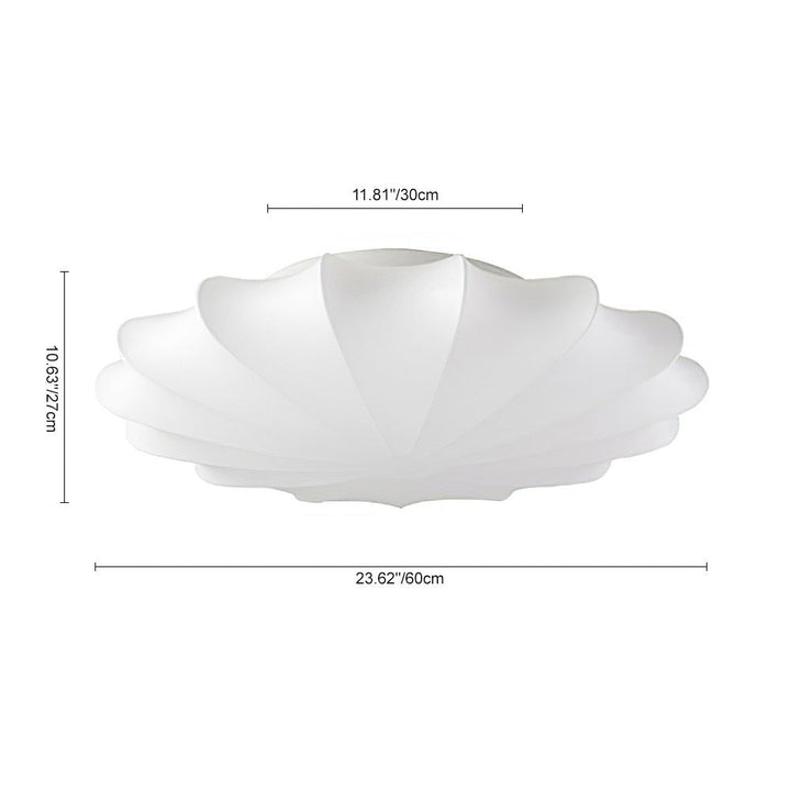 Luz de techo moderna y geométrica. Diseño floral de seda blanca, versátil para la decoración e iluminación interior.