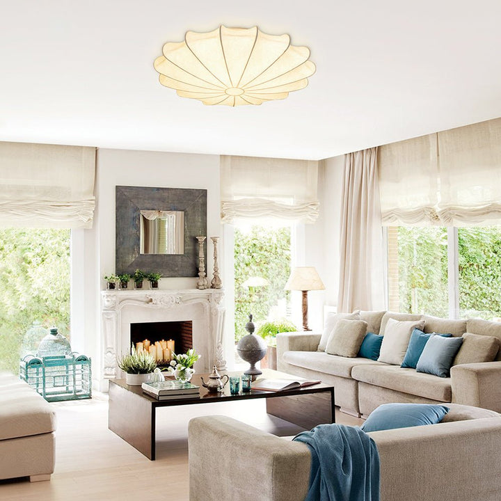 Montaje empotrado geométrico. Luz de techo moderna de seda blanca para un diseño interior elegante y minimalista.