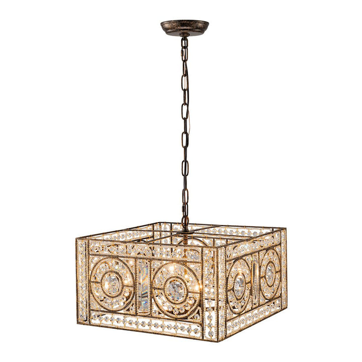 Iluminación elegante: candelabro cuadrado de cristal vintage para sala o comedor.