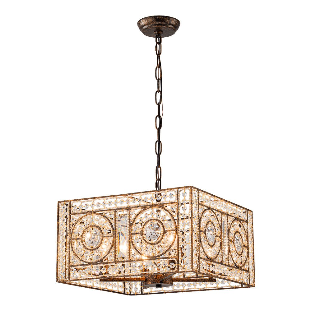 Candelabro vintage de cristal, diseño cuadrado y elegante para decoración del hogar.