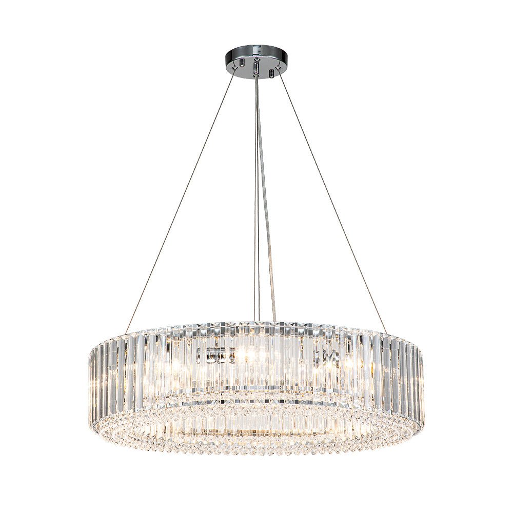 Decoración elegante: candelabro de cristal redondo con brillo, ideal para sala de estar.