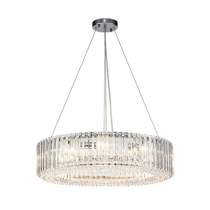 Decoración elegante: candelabro de cristal redondo con brillo, ideal para sala de estar.
