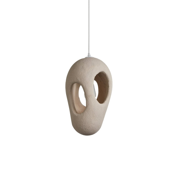 Belleza orgánica y natural: Colgante Wabi Sabi japonés, lámpara de poliestireno beige hecha a mano con diseño cueva.