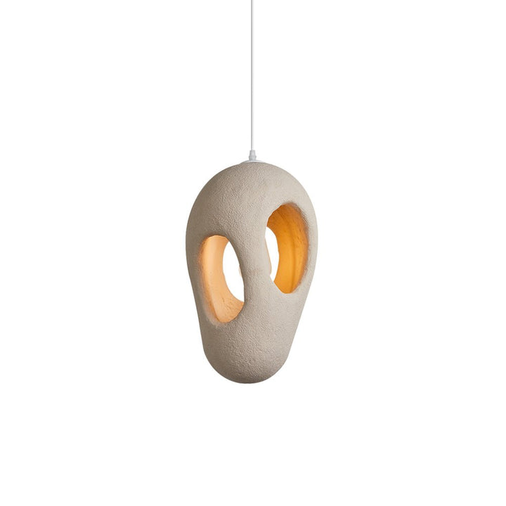 Colgante Wabi Sabi para un hogar armónico. Lámpara japonesa de poliestireno beige hecha a mano, diseño cueva zen.