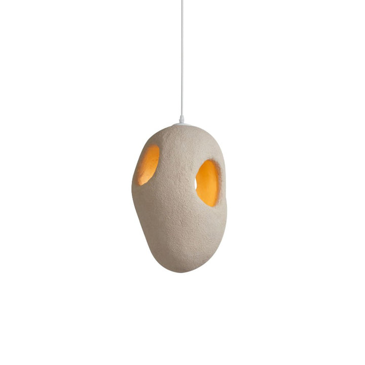 Calidad hecha a mano: Colgante artesanal Wabi Sabi japonés, diseño de cueva en poliestireno beige. Para tu hogar.