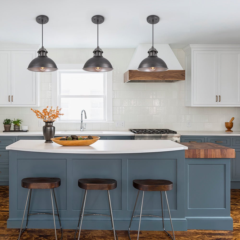 Iluminación de estilo industrial, lámpara de cúpula colgante plata antigua, perfecta para cocina.