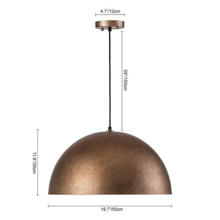 Lámpara colgante de una luz con cúpula industrial, latón antiguo, ideal para cocinas.