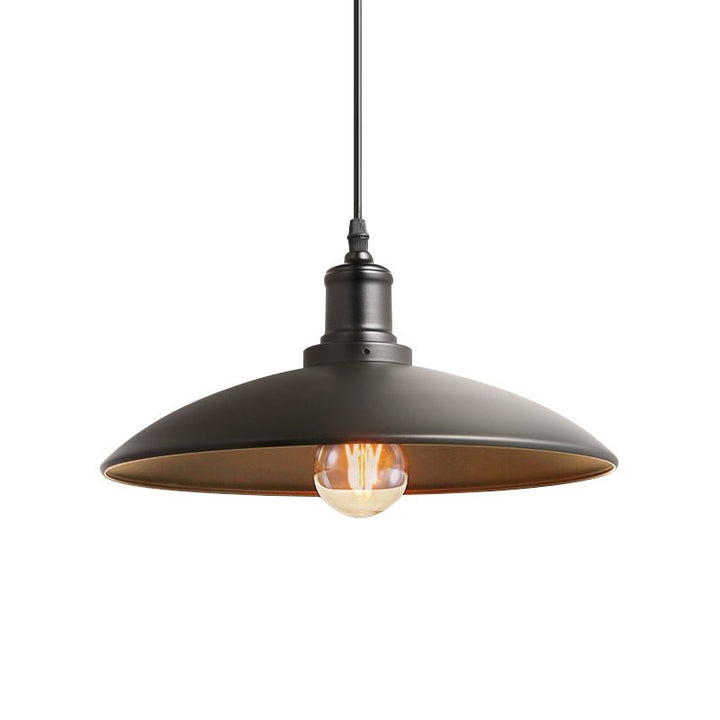 Lámpara colgante cónica industrial blanca, diseño minimalista para cocina moderna o comedor.