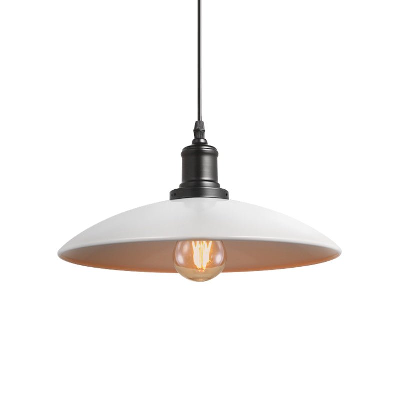 Lámpara de techo colgante cono blanco, iluminación estilo industrial moderno, ideal para comedor.