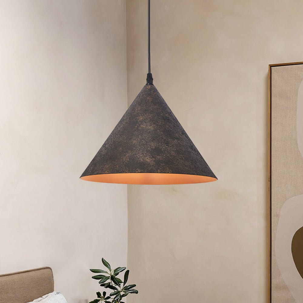 Luz colgante cónica industrial moderna de 1 luz para cocina. Lámpara de techo decorativa.