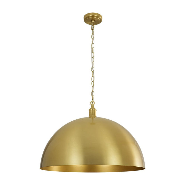 Lámpara colgante dorada de diseño industrial. Iluminación y decoración moderna para tu hogar.