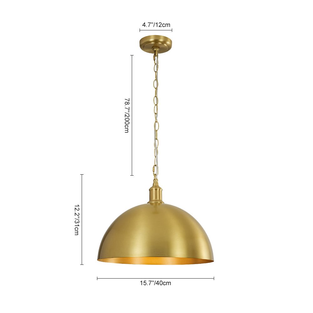 Lámpara de techo dorada, estilo granja moderna. Cúpula industrial para iluminación colgante versátil.