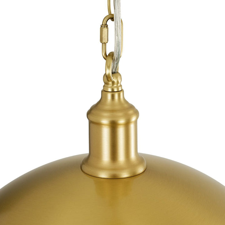 Ilumina tu hogar con esta lámpara colgante dorada de cúpula. Estilo industrial y granja moderna.
