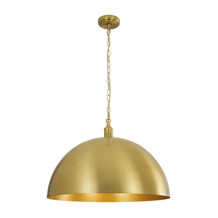 Versátil lámpara de techo estilo granja moderna. Cúpula dorada para decoración industrial.